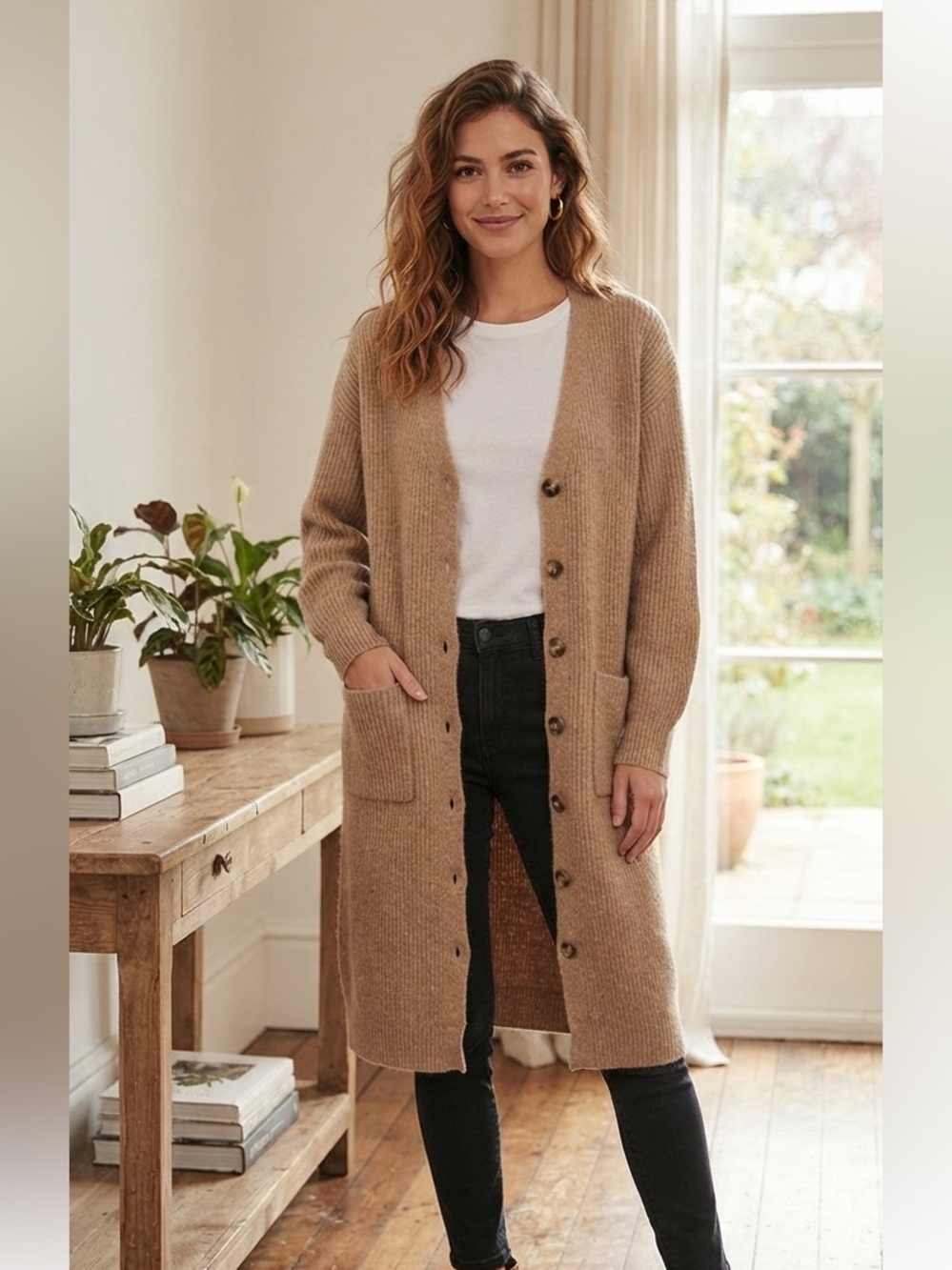 long ribbed cardigan from A New Day, S oatmeal